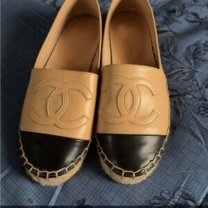 CHANEL Beige and Black Espadrilles